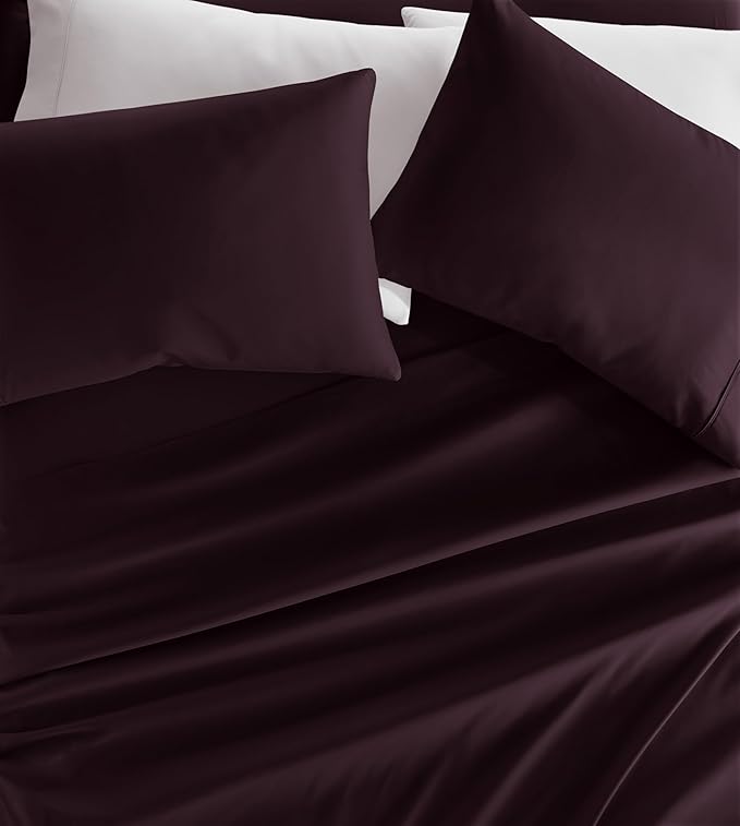 Linen Market Double-Brushed Microfiber Full Sheet Set 4 Piece – Oeko-TEX Certified Ultra Soft & Wrinkle-Free - 16" Deep Pocket Sheets - Easy Care Full Size - Purple