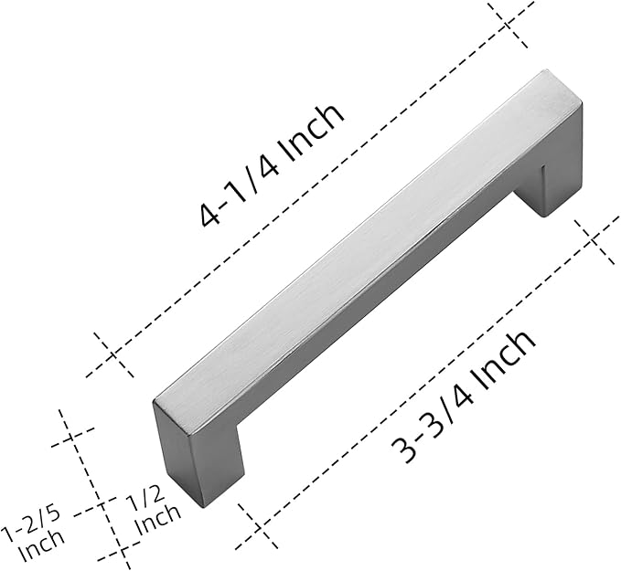 Ravinte 3 Pack 3-3/4 Inch Square Cabinet Handles Satin Nickel Pulls Brushed Nickel Drawer Pulls Kitchen Cupboard Hardware for Cabinets Cupboard Drawer Handles