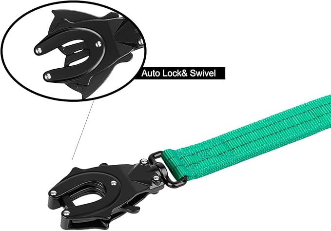 ICEFANG Tactical Dog Leash,K9 Training Walking Bungee Lead with 2 Control Handle,Heavy Duty Quick Release Metal Clasp,for Medium Large Breed (Teal, 6 FT)-Mewly Pet