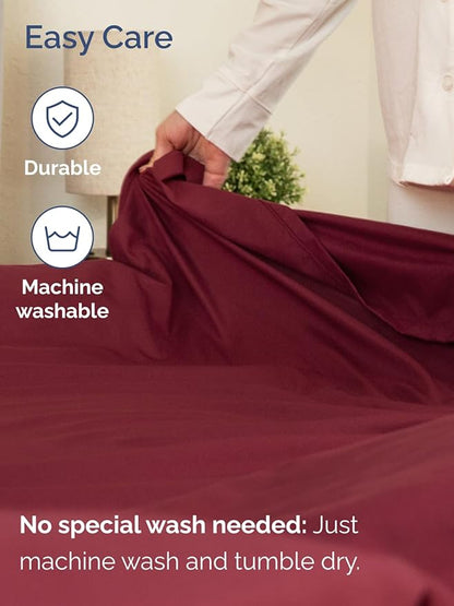 Extra Deep Full Sheet Set - 6 Piece Breathable & Cooling Sheets - Hotel Luxury Bed Sheets Set - Easy & Secure Fit - Soft, Wrinkle Free & Comfy Sheets Set - Burgundy Sheet Set with Extra Deep Pockets