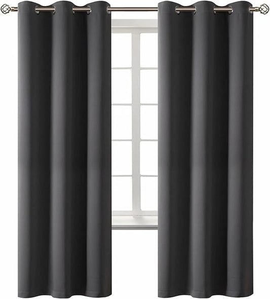 BGment Blackout Curtains - Grommet Thermal Insulated Room Darkening Bedroom and Living Room Curtain, Set of 2 Panels (42 x 72 Inch, Dark Grey)