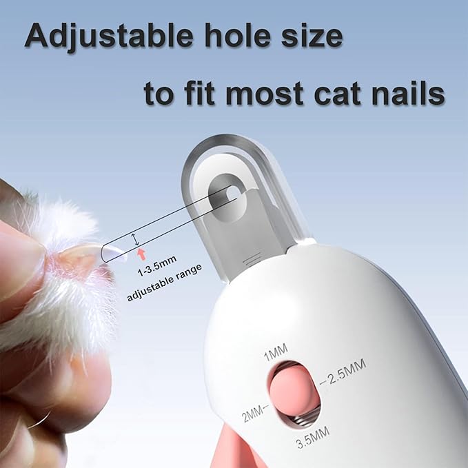 Pett Nail Clipper for Cats - Gentle Round-Hole Trimmer with Dust Storage | Adjustable Size & Hidden Nail File | Pet Grooming Tool for Safe & Loving Care (Pink)-Mewly Pet
