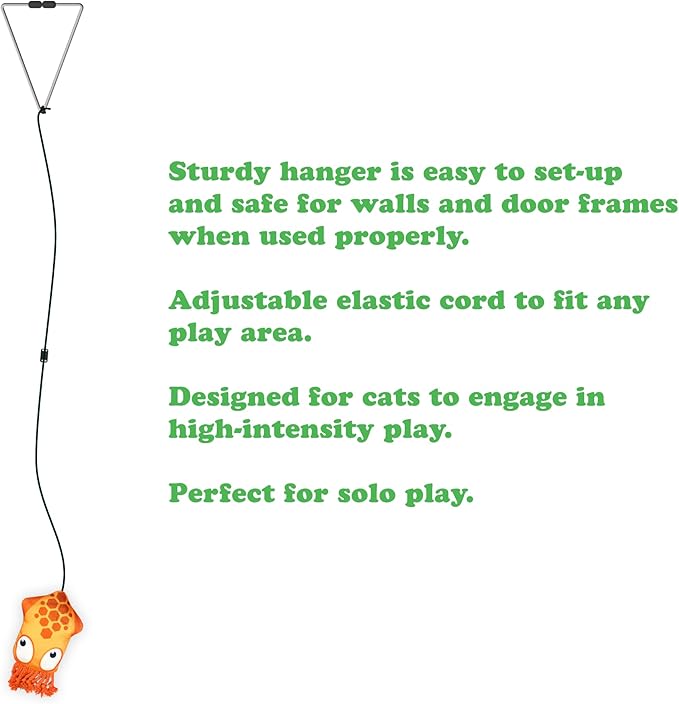 Meowijuana Jump 'n' Jamb Door Hanging Cat Toy | Deep Sea Squid | Refillable Interactive Catnip Toy | Promotes Play and Cat Health | Includes Potent Catnip Grown in North America-Mewly Pet