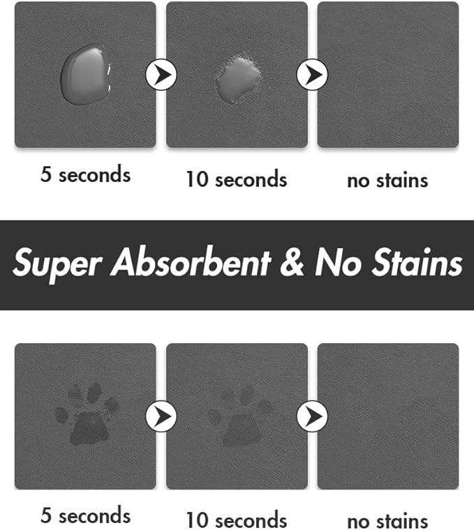 Absorbent Dog Food Mat-Dog Mat for Food and Water Bowl, Quick Dry Pet Food Mat, No Stains Dog Feeding mat, Dog Accessories Pet Supplies Mat-Dog Water Bowl Mat for Messy Drinkers-Mewly Pet