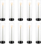 NUPTIO Black Taper Candle Holders: 10 Pcs Bulk 11.81 inch Tall Hurricane Glass Candlestick Tapered Holder Windproof Modern Clear Candles Stand for Outdoor & Indoor Wedding Party Holiday Centerpiece