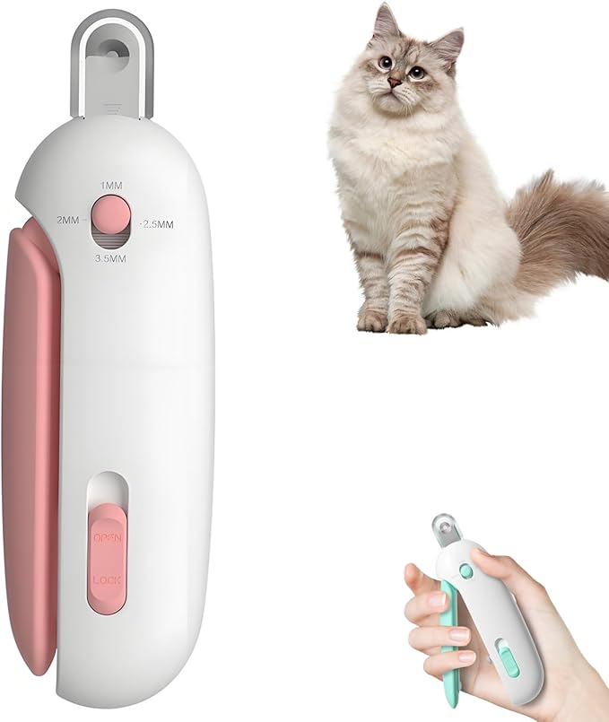 Celery Pets Nail Clippers, Adjustable Claw Clippers for Cats, Round-Hole Trimmer with Dust Storage, Safe Pet Claw Clipper Grooming Tool, Adjustable Nail Cutter for Small Large Cat/Dog (Pink)-Mewly Pet