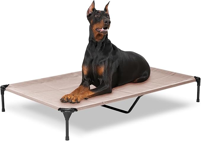 Elevated Dog Bed for Outdoor, XXL Raised Dog Cot Indestructible with Washable Mesh, Cooling Summer Pet Cot Chew Proof for Outside Camping Travel, 59"x36" Grey-Mewly Pet