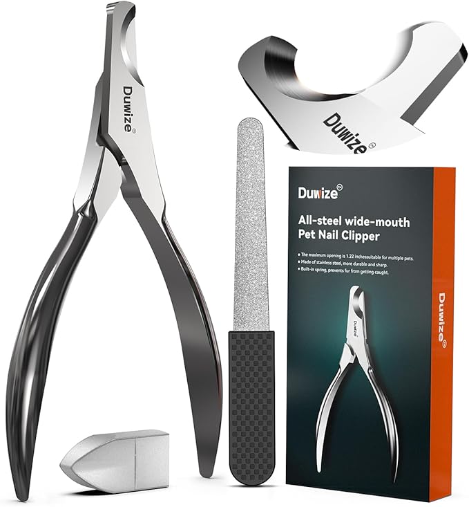 Dog Nail Clippers - All Steel Material, 1.22-Inch Large Opening, Built-in Spring, No Fur Pinch, for Medium to Large Dogs and Cats, Professional Pet Nail Trimmers, with Free Nail File-Mewly Pet