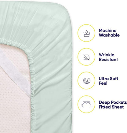 Twin Size Bed Sheets - 4 Piece 1500 Supreme Collection Fine Brushed Microfiber Deep Pocket Twin Sheet Set Bedding - 1 EXTRA PILLOW CASES, GREAT VALUE, Twin, Mint