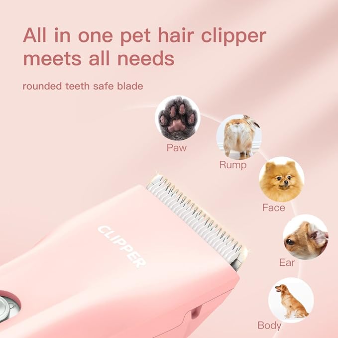 Dog Clippers,Quiet Washable USB Rechargeable Cordless Dog Grooming Kit,Electric Pets Hair Trimmers Shaver Shears for Dogs and Cats-Mewly Pet