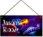 Personalized Signs Star Wall Hanging Sign, Motivational Hanging Plaque Sign Outer Space Room Wall Art, Alien Ship Nursery Decor for Boys Room Kids Playroom Classroom Decor
