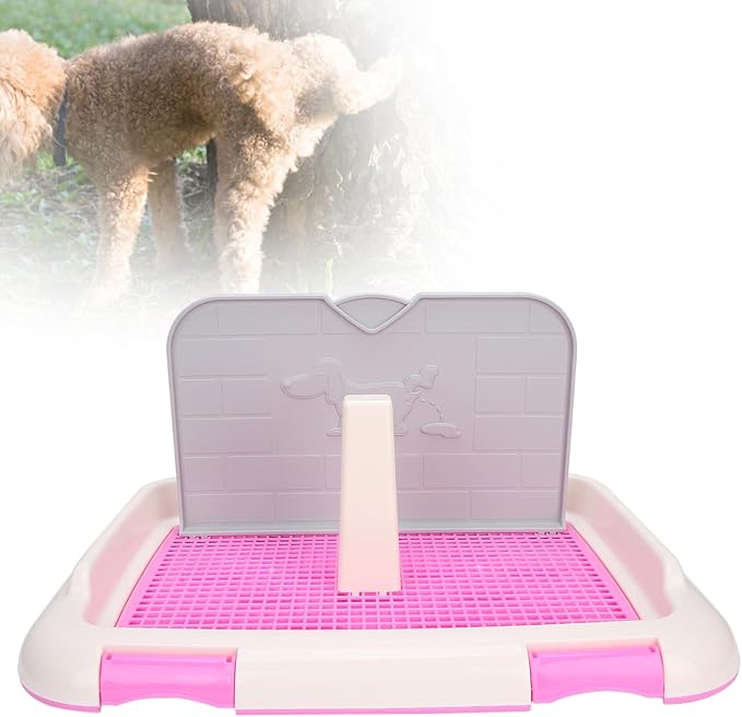 Puppy Dog Potty Tray, Puppy Training Toilet Tray Pet Training Pad Holder, Cat Potty Fence Dog Scheduled Urination Potty Tray, Dog Litter Box for Small and Medium Dogs, Bunny, Cats (Pink)-Mewly Pet