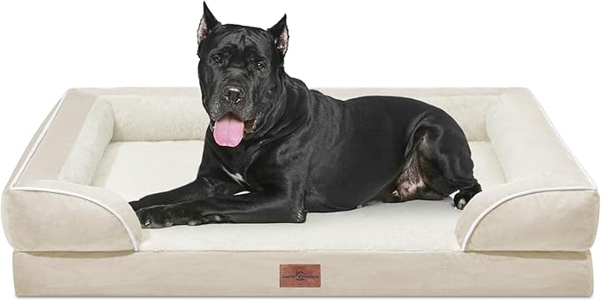 Comfort Expression XXL Dog Bed Waterproof, Extra Large Dog Beds Orthopedic Foam, Washable Dogs Sofa Bed Pet Beds with Removable Cover & Non-Slip Bottom(XX-Large,Beige)-Mewly Pet