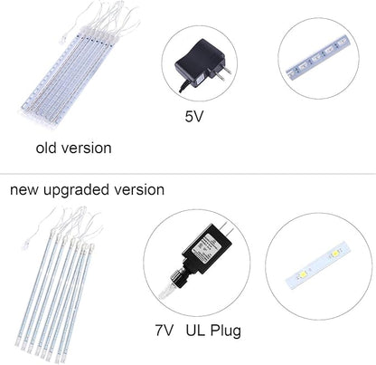 Aukora Christmas Lights Outdoor，LED Meteor Shower Lights 11.8 inch 8 Tubes 192leds Rain Drop Light, Icicle Snow Falling Light for Christmas Tree Halloween Party Holiday Thanksgiving Decoration(Blue)