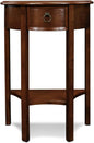 Seneca Solid Wood Demilune Console Table with Shelf and Drawer, Pecan, Perfect for Entryways, Hallways, and Stair Landings – Leick Home, 9030