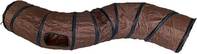 iCAGY Cat Tunnel for Indoor Cats Interactive, Rabbit Tunnel Toys, Pet Toys Play Tunnels for Cats Kittens Rabbits Puppies Crinkle Pop Up Brown 47" Shape S-Mewly Pet