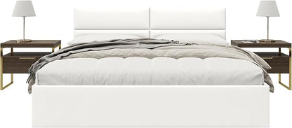 Vänt Upholstered Wall Panels - King/Cal King Size Wall Mounted Headboards - Vintage Leather White Dove - Twin/King - Set of 4 Panels (Each Individual Panel 39"x11.5")