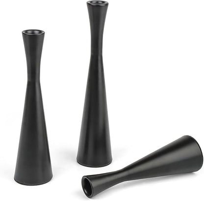 Vixdonos Matte Black Taper Candle Holders Metal Candlestick Holders Set of 3 Table Mantel Decorative Candle Stand for Dinning,Party，Wedding,Home Decor(Matte Black)
