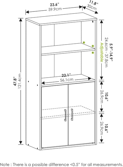 Furinno Pasir 4-Tier Storage Bookcase, Bookshelf, Multipurpose Shelf, White