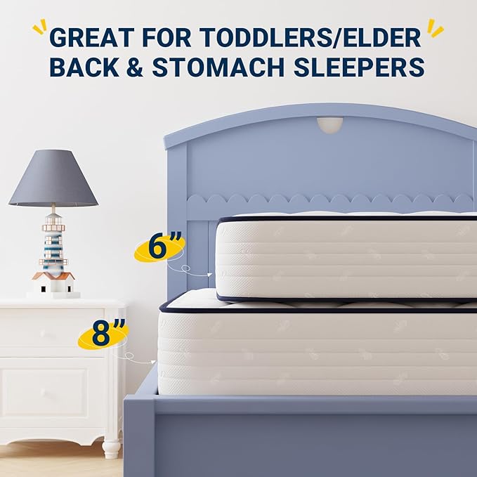Avenco 8 Inch Twin Mattress, Foam and Spring Hybrid Mattresses in a Box, Medium Soft Breathable Fabric & Adaptive Support CertiPUR-US Certified, Colchones Twin Size in Guest and Kids Bedroom