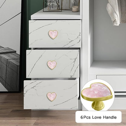 6 pcs Butterfly Shape Knobs Handle Gold Cabinet Knobs Decoration Door Handle Single Hole Handles Cabinet Drawer Dresser Kitchen Wardrobe Furniture Hardware Pulls (Pink Love)