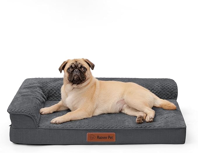 Orthopedic Dog Bed Medium Size Dog, 3 Inch Memory Foam Pet Bed for Small and Medium Dogs, Washable Removable Cover, Nonskid Bottom, Waterproof, 35x23 Inches, M Dark Grey-Mewly Pet