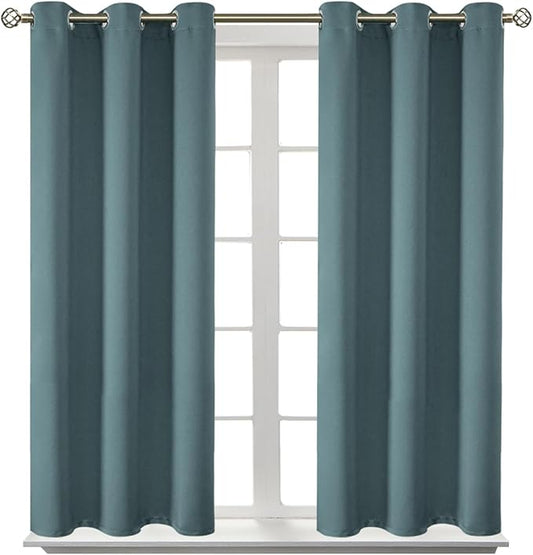 BGment Room Darkening Curtains 54 Inches Long - Grommet Thermal Insulated Drapes Window Treatment Curtains for Bedroom, 2 Panels, 38 x 54 Inch, Stone Blue