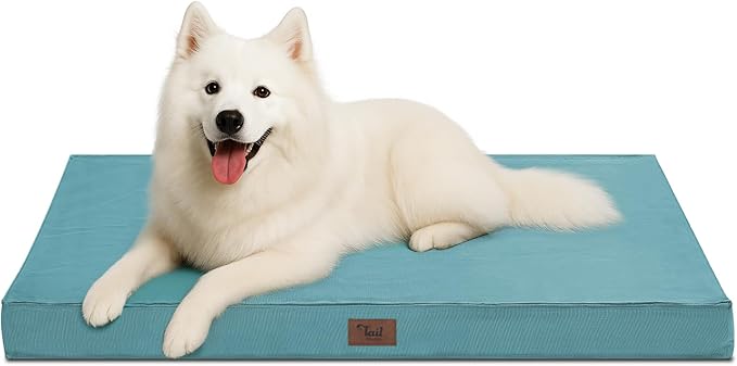 Outdoor Large Dog Bed, Waterproof Dog Bed for Large Dogs, Egg Crate Foam Pet Bed with Removable Washable Oxford Cooling Cover, Light Blue-Mewly Pet