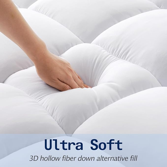 SOPAT Mattress Topper Twin Size Extra Thick Mattress Pad 8-21" Deep Pocket Soft Down Alternative Fill Mattress Protector Pillow Top Mattress Cover (39x75 Inches, White)
