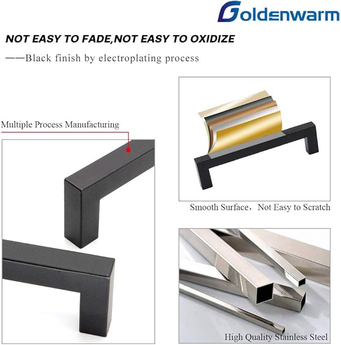 goldenwarm 35 Pack Black Cabinet Knobs Kitchen Cabinet Handles Stainless Steel Cabinet Hardware Black Knobs Handles Pulls for Bathroom Cabinets and Cupboard, 2in(50mm) Overall Length