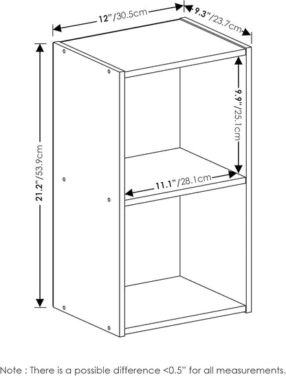 Furinno PASIR Book Shelf, 2-Tier Modern Bookshelf, Open Shelves Bookcase 9" x 12" x 21", for Living Room, Bedroom, Home Office, French Oak