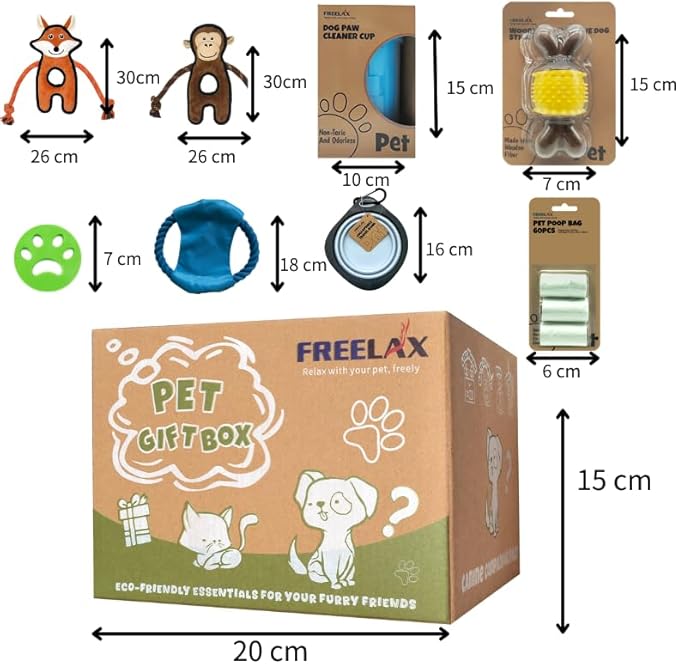 Durable Dog Chew Toys Gift Box – Eco-Friendly Teething Toys for Aggressive Chewers, Plush & Squeaky Toys, Toothbrush, Ideal Gift Basket for Medium & Large Dogs-Mewly Pet