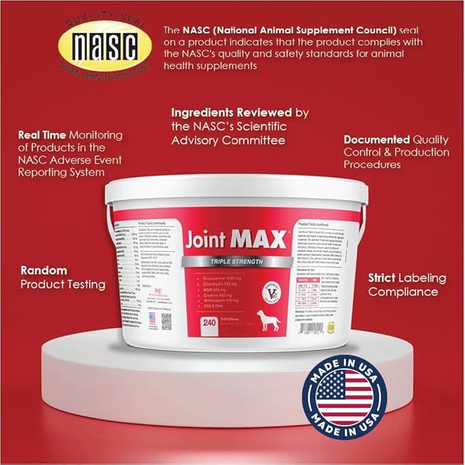 TS Joint Supplement Vet Formulated Pain & Inflammation Relief Treats Hip Dysplasia & Arthritis.Glucosamine, Chondroitin, Turmeric, MSM, HA, Creatine, Omega 3 EPA+DHA. All Dogs 240 Soft Chews-Mewly Pet