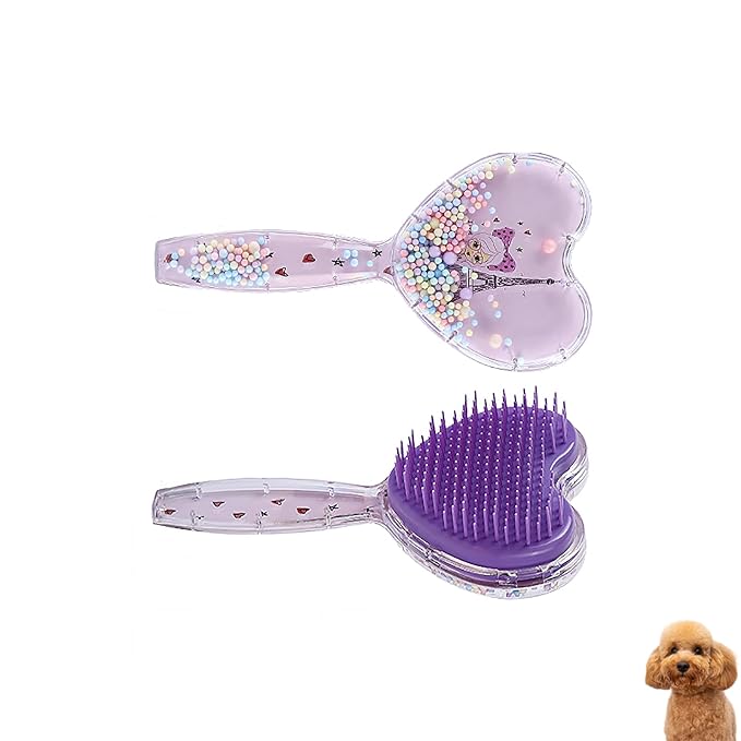 Small Dog Brush, Soft Dog Brush for Shih Tzus, Yorkies, Maltipoos, Maltese ， Love Shape Puppy Massaging Hair Brush, Cat Brush, for Small Dogs Cats Rabbits of All Hair Types (Purple)-Mewly Pet
