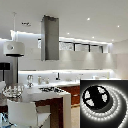 Waterproof Led Strip Lights SMD 3528 16.4 Ft (5M) 300leds 60leds/m White Flexible Tape Lighting Tape Lights for Boats, Bathroom,Mirror,Ceiling and Outdoor (cold white), Power Supply not Included