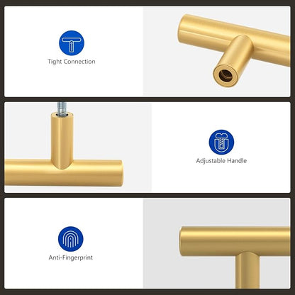 LONTAN 4 Pack Gold Cabinet Knobs Gold Drawer Knobs Brushed Brass Kitchen Cabinet Hardware for Bathroom Cupboard 2in Overall Length,Stainless Steel