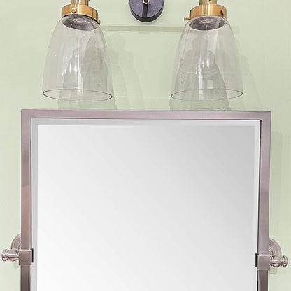 TEHOME Pivot Mirror Brushed Nickel Tilt Rectangle Bathroom Mirror Tilting Metal Framed Beveled Vanity Mirrors, Overall 23.9 x 24 inches (Mirrror 20 x 24 inches)