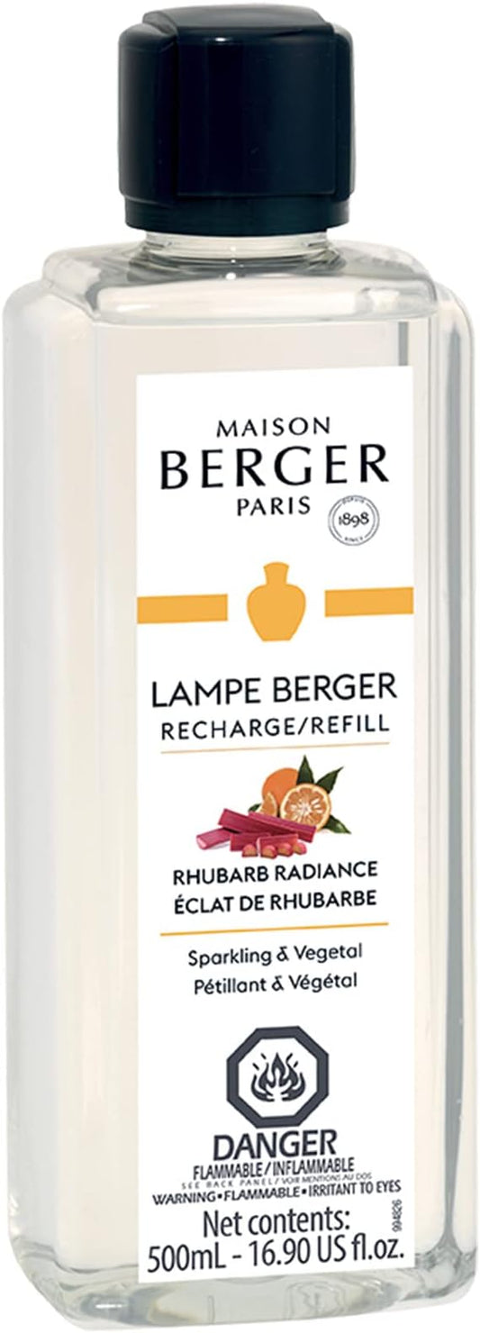 Maison Berger - Rhubarb Radiance - Lampe Berger Fragrance Refill Oil for Home Diffusers - Luxury Air Freshener with Rhubarb, Bergamot & Rose Notes - 16.9 Fl Oz (500ml)