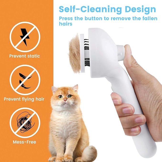 Pet Steam Brush for Dog & Cat – 3-in-1 Spray Hair Removal Comb – Steam Brush for Shedding & Grooming – Water for Long & Short Haired Pets – Spritz Defur Comb (White)-Mewly Pet