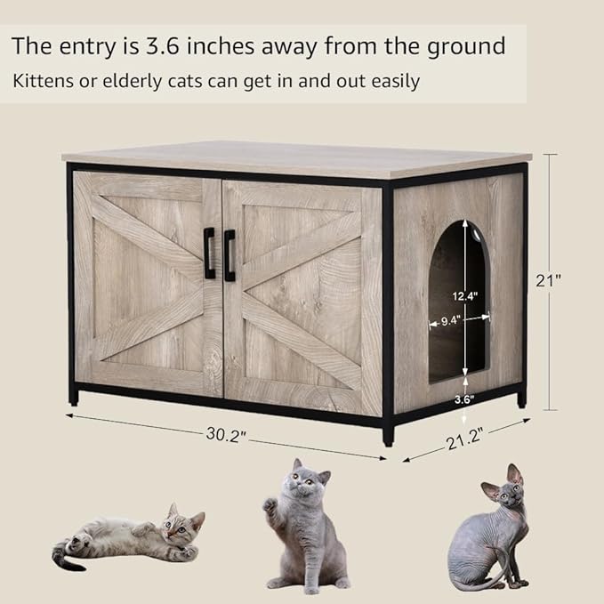 unipaws Top Opening Cat Litter Box Enclosure, Flip Top XL Extra Large Cat Box Furniture, Friendly to Elderly People, High Jumbo Automatic Litter Box Cover Hidden for Large Cat-Mewly Pet