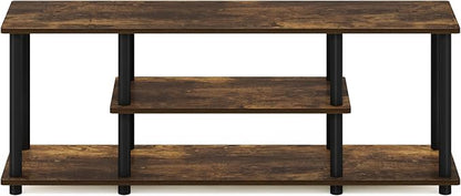 Furinno Turn-N-Tube No Tools 3D 3-Tier Entertainment Stand up to 50 inch TV, Amber Pine/Black