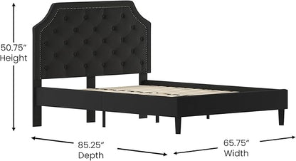 Flash Furniture Brighton Queen Size Tufted Upholstered Platform Bed in Black Fabric