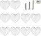 Ceramic Drawer Knobs Heart Shape Cabinet Dresser Pulls Handles with 3 Sized Screws, Kitchen Furniture Knobs for Closet Cupboard Wardrobe (White, 10 Pack)
