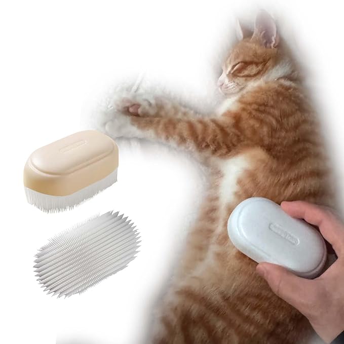 SoarExcelleryy Soft Fur Cat Brush - Over 1000 gentle cat tongue brushes with prickly serrations, suitable for sensitive cats - comfortable, lightweight, gentle, perfect for enhancing intimacy (beige)-Mewly Pet