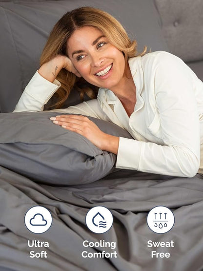 Extra Deep Split King Sheet Set - 7 Piece Breathable and Cooling Sheets - Hotel Luxury Bed Sheets Set - Easy Fit - Soft, Wrinkle Free and Comfy Sheets Set - Dark Grey Sheet Set with Extra Deep Pockets