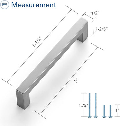 Ravinte 25 Pack Brushed Nickel Kitchen Cabinet Handles 5 Inch Cabinet Pulls Square Kitchen Hardware for Cabinet Drawer Pulls Drawer Handles Come with Screwdriver