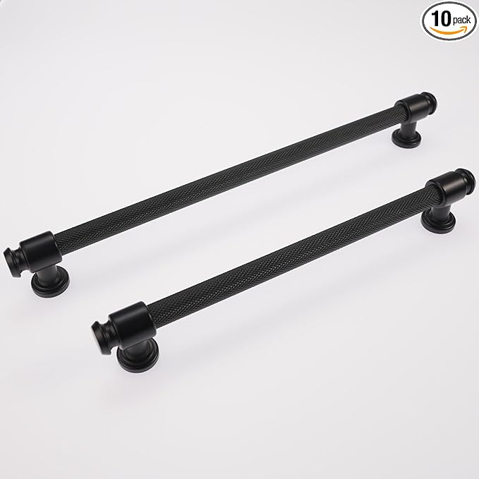 10 Pack 12-3/5 inch(320mm) Matte Black Kitchen Cabinet Handles Cabinet Pulls Black Drawer Pulls Kitchen Cabinet Hardware Handles Dresser Handles