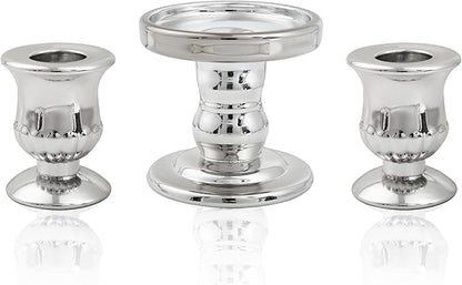 Silver Unity Candle Holder - Glass Candle Holders for Pillar Candles Taper Candles, Glass Candlestick Holders Set of 3, Clear Glass Candlestick Holder for Wedding Table Dinning Church Centerpiece