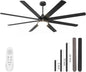 YUHAO 72 Inch Black Ceiling Fan with Light and Remote Control.Noiseless,Dimmable,3CCT,6 Speeds Reversible, DC Ceiling Fans for Indoor or Covered Outdoor