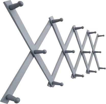 SKOLOO Hat Rack for Wall with 14 Hooks, Solid Wooden, Modern, Expandable Coat Rack Wall Mount for Coats, Hats, Bags, Baseball Caps, Dusty Gray Oak